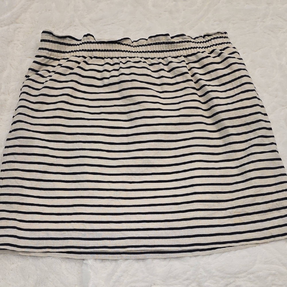 J. Crew Black and White Striped Mini Skirt